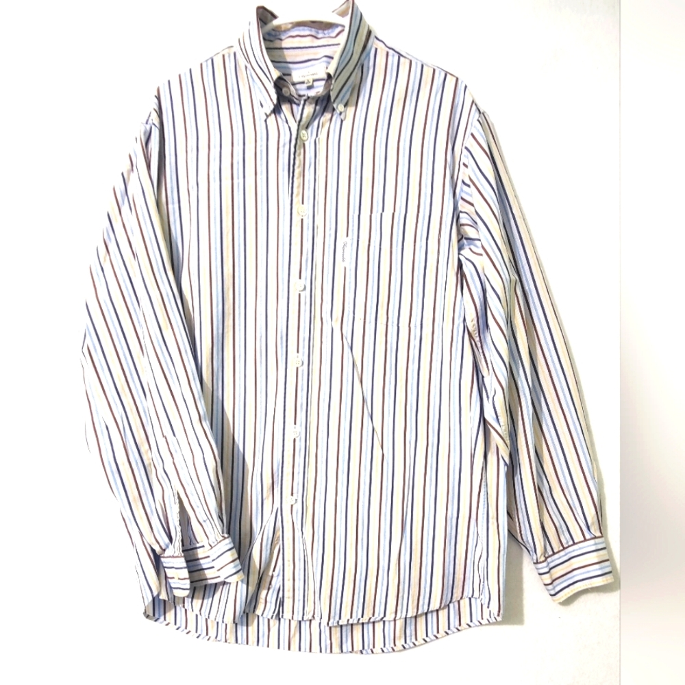 Faconnable Blue Striped Long Sleeve Dress Shirt Men's  Size 5- 16 1/2Made In USA